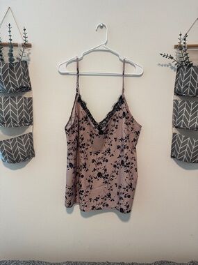 Lace-Trim Floral Mauve Camisole